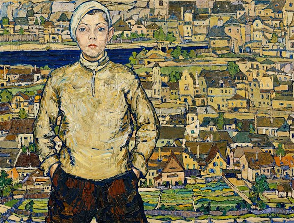 Boy in the landscape, 1935. Creator: Karl Suschnik.