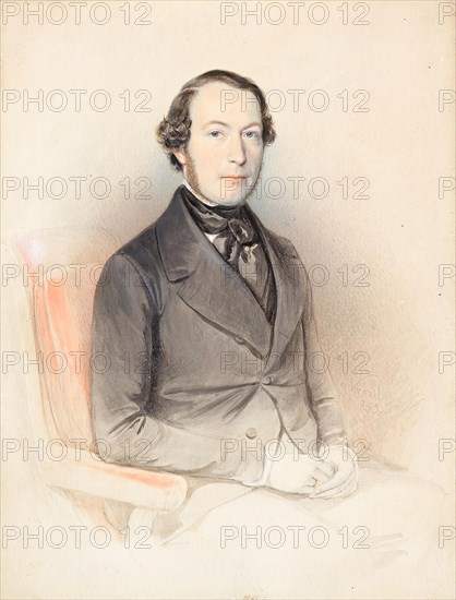 Men's portrait, 1850. Creator: Wenzel Schranil.