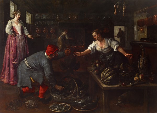 Venetian Kitchen Interior, c1600. Creator: Dirck de Vries.