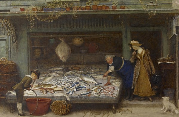 A Fishmonger's Shop, 1873. Creator: Fred Walker.