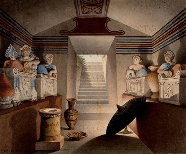 View of an Etruscan Tomb, 1849. Creator: Henri Labrouste.
