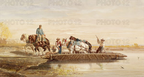 Ferry Horses, c1864. Creator: Jules Jacques Veyrassat.