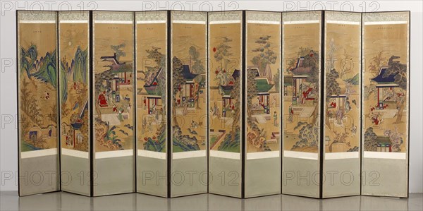 Ten-panel Folding Screen with Scenes of Filial Piety, 18th-19th century. Creator: Unknown.