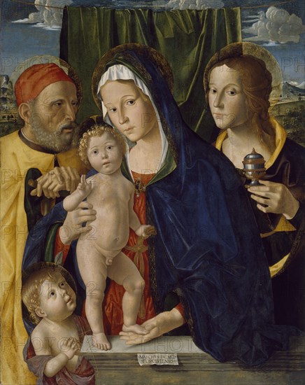 The Holy Family with St. John the Baptist and St. Mary Magdalen, 1494-1495. Creator: Marco Palmezzano.