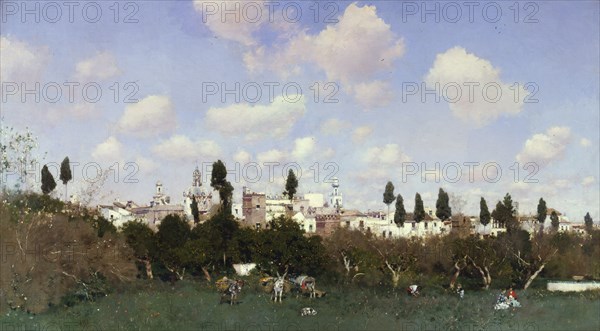 La Huerta del Retiro, Seville, 1875. Creator: Martín Rico y Ortega.