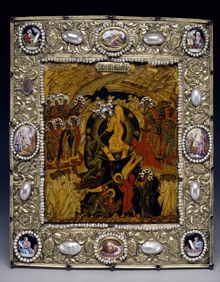 Icon of the Descent into Hell, Icon: 19th century; Frame: 18th century. Creator: Unknown.