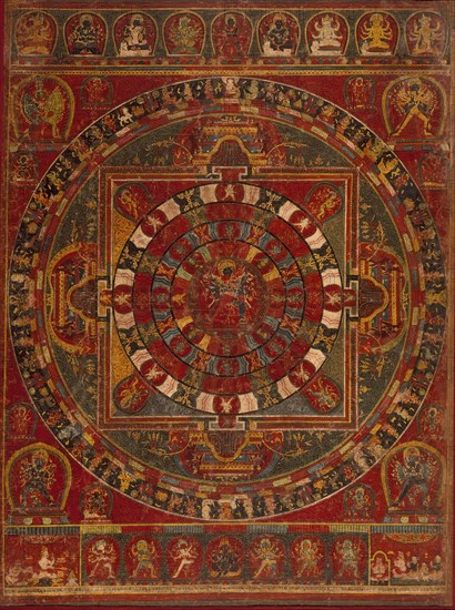 Mandala of the Buddhist Deity Chakrasamvara, 1490. Creator: Anon.