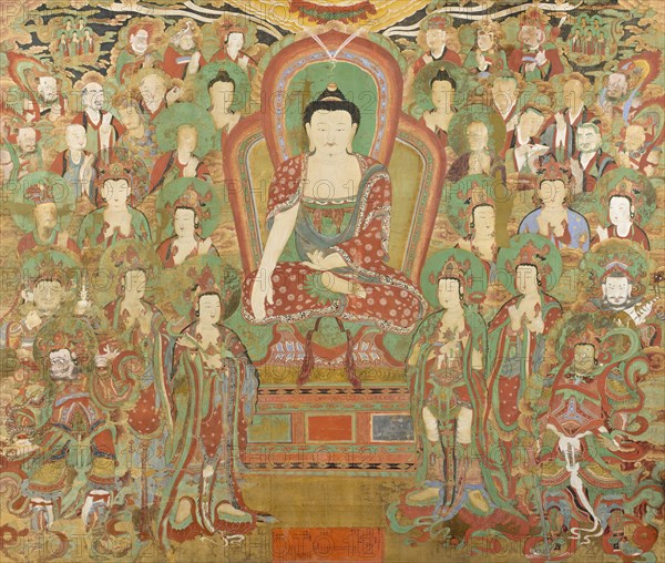 Buddha Seokgamoni (Shakyamuni) Preaching to the Assembly on Vulture Peak (image 1 of 11), Dated 1755 Creator: Anon.