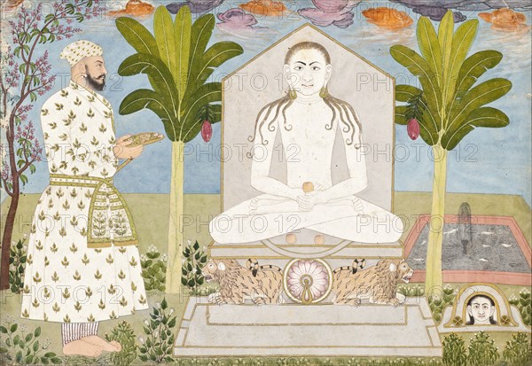 Rai Sabha Chand at a Jain Shrine, between c1675 and c1700. Creator: Ali Reza.