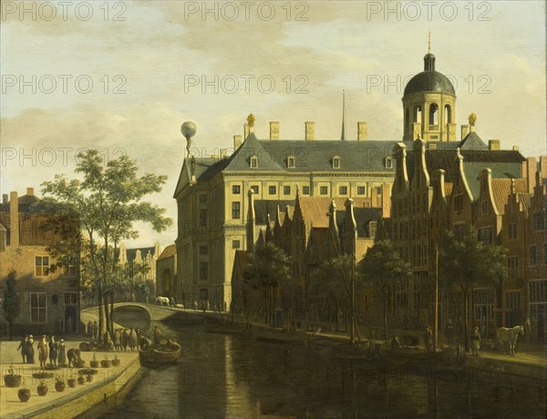 The Nieuwezijds Voorburgwal with the Flower and Tree Market in Amsterdam, c1675. Creator: Gerrit Berckheyde.