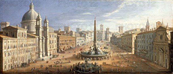 A view of the Piazza Navona, Rome, c1730. Creator: Hendrik Frans van Lint.