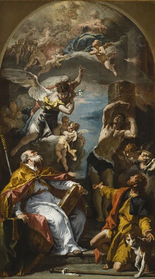 A Glory of the Virgin with the Archangel Gabriel and Saints Eusebius, Roch..., between 1724 and 1725 Creator: Sebastiano Ricci.