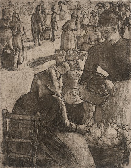 Marché aux Legumes à Pointoise, 1891. Creator: Camille Pissarro.