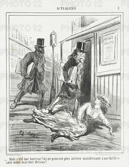 Mais c'est une horreur! Ils ne peuvent plus arriver maintenant à un théâtre sans nous..., 1866. Creator: Cham.