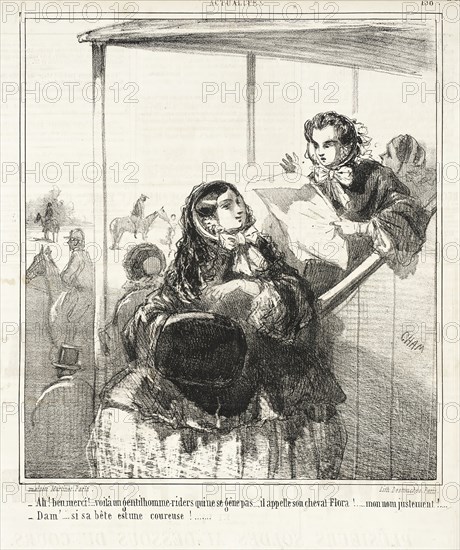 Ah! Bien merci! Voilà un gentilhomme -riders qui ne se gêne pas...il appelle son..., 1860. Creator: Cham.