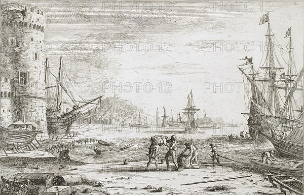 Harbor with a Large Tower, c1641. Creator: Claude Lorrain.