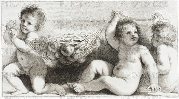 Three Putti with Garland, c1780. Creator: Francesco Bartolozzi.