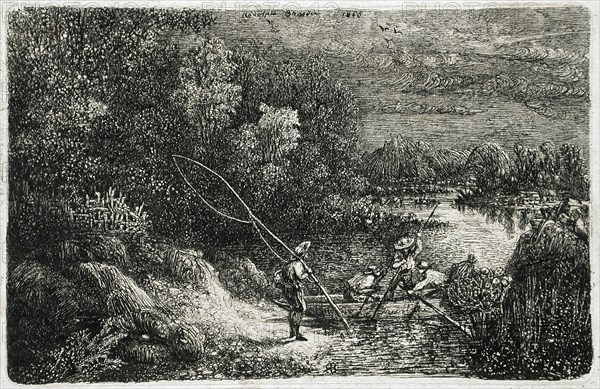 Fisherman in a Fantastic Landscape, 1868. Creator: Rodolphe Bresdin.