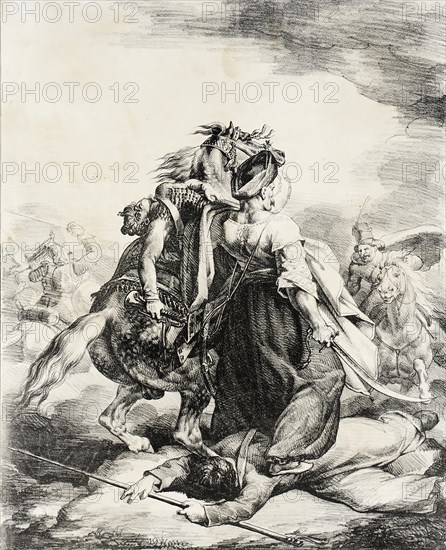 Mameluke Defending an Injured Trumpeter, 1818. Creator: Theodore Gericault.