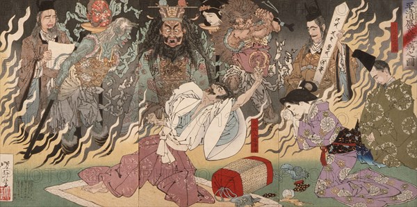 The Fever of Taira no Kiyomori, 1883. Creator: Tsukioka Yoshitoshi.