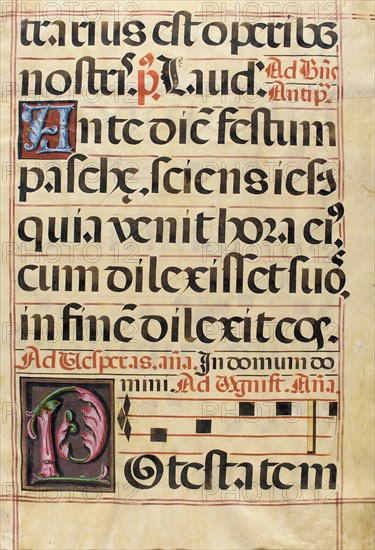 Leaf from a Gradual with the Initials 'A' and 'P', 16th century. Creator: Unknown.