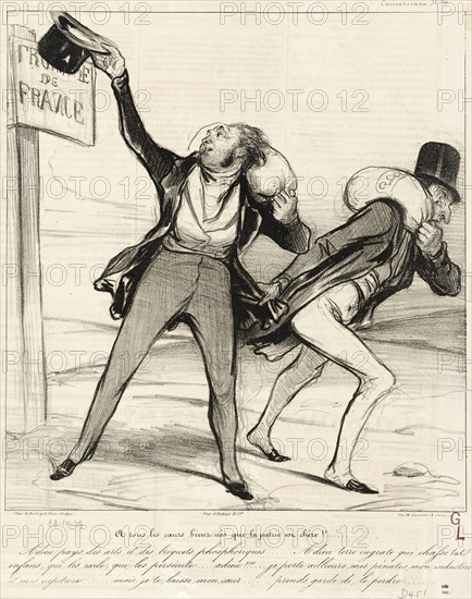 À tous les coeurs bien nés que la patrie est chère!!... (Adieu pays des arts et des briquets...,1838 Creator: Honore Daumier.