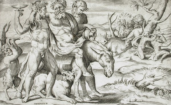 Drunken Silenus, c1547. Creator: Giulio Bonasone.