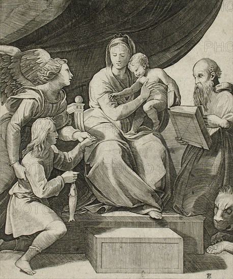 The Virgin of the Fish, 16th century. Creators: Marco Dente, Raphael.