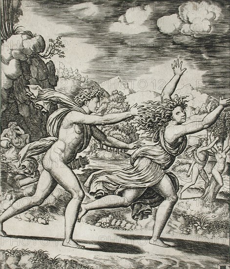 Apollo and Daphne, between 1530 and 1560. Creators: Master of the Die, Baldassare Peruzzi.