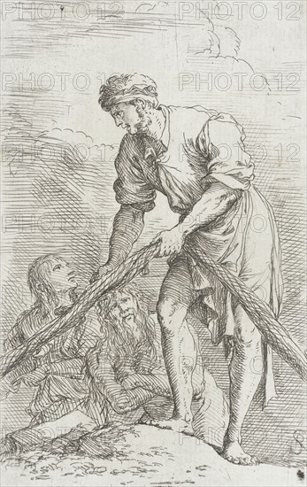 Figurine: A Man Hauling a Net, between c1656 and c1657. Creator: Salvator Rosa.