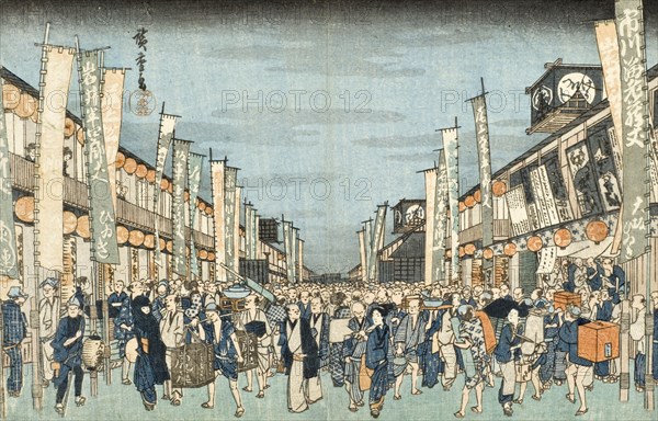 Kabuki Theaters in Nichomachi, mid-1830s. Creator: Ando Hiroshige.