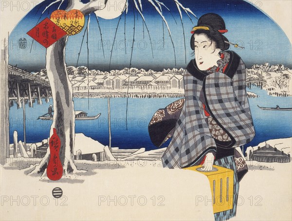 Moon after Snow at Ryogoku, mid-1840s. Creator: Ando Hiroshige.