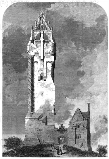 The National Wallace Monument, about to be built on the Abbey Craig, near Stirling, 1861. Creator: R. Paterson.