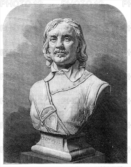 Bust of Cromwell by M. Noble, in the exhibition of the Royal Academy, 1861. Creators: Unknown, Matthew Noble.