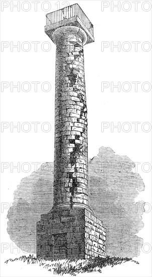 The Jessop Monument, Codnor Park, Derbyshire, struck by lightning on the 8th July, 1861. Creator: Unknown.