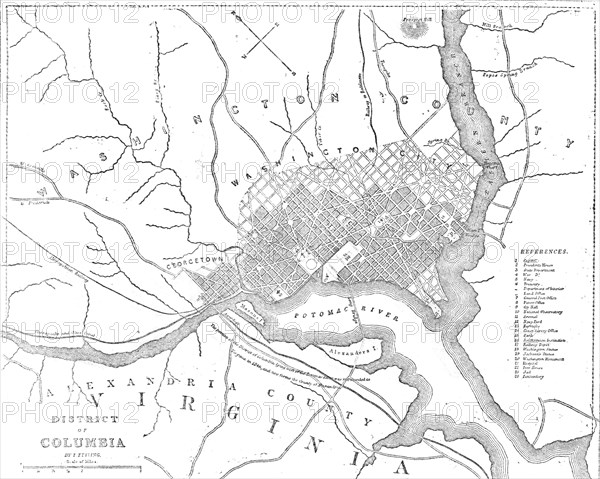 Map of the District of Columbia, 1861. Creator: Theodor Ettling.