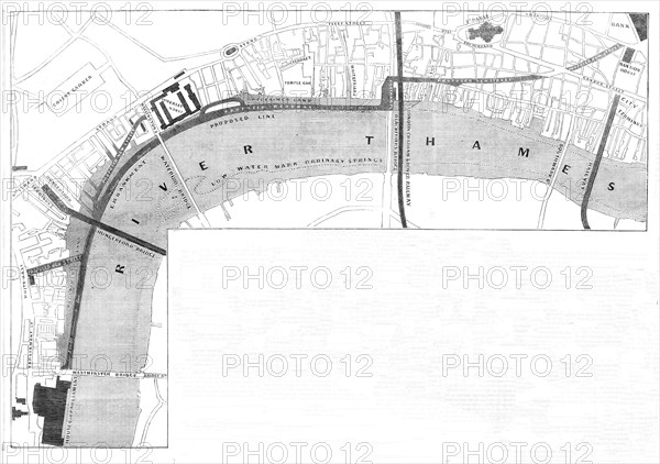 Plan of the proposed Thames Embankment, 1861. Creator: Unknown.