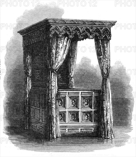 Bed of Henry IV. of France, in the Chateau Pau, 1861. Creator: Unknown.
