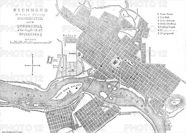 Richmond, Virginia, the capital of the Confederate States of America, 1861. Creator: Theodor Ettling.