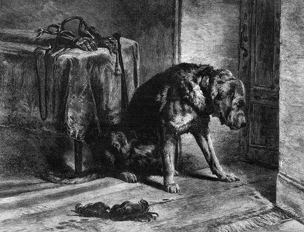 Suspense, by E. Landseer, R.A., in the South Kensington Museum, 1861. Creator: W Thomas.