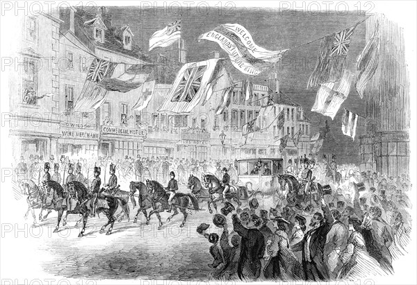 Visit of the Prince of Wales to Clumber: His Royal Highness passing through Worksop, 1861. Creator: Unknown.