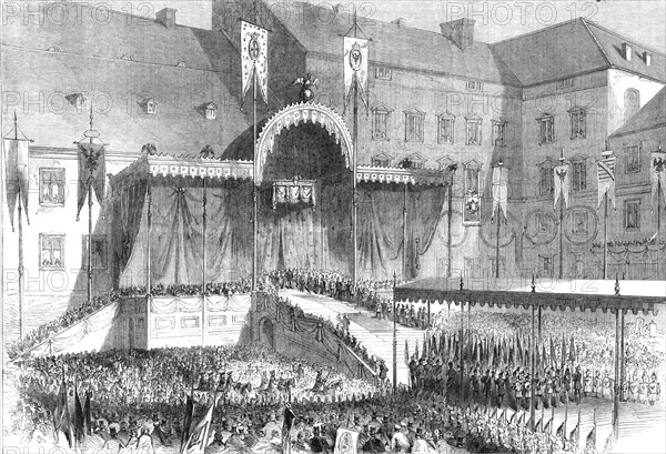 The Coronation of the King and Queen of Prussia: the proclamation in the courtyard of the..., 1861. Creator: Unknown.