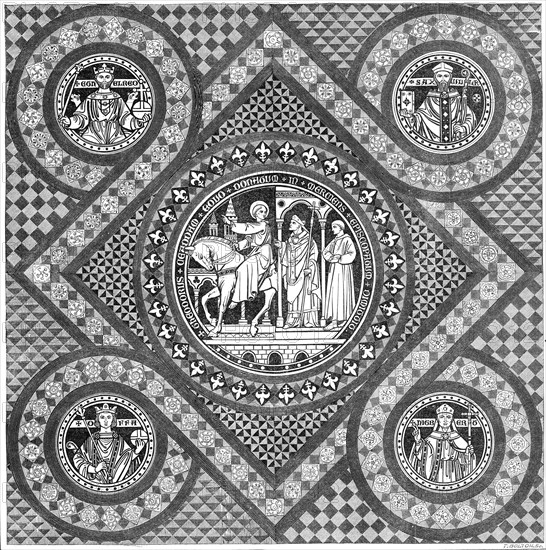 Incised pavement in Lichfield Cathedral, 1861. Creator: T. Bolton.