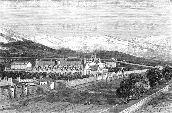 The residence of Brigham Young at the Great Salt Lake City, Utah, 1861. Creator: Unknown.