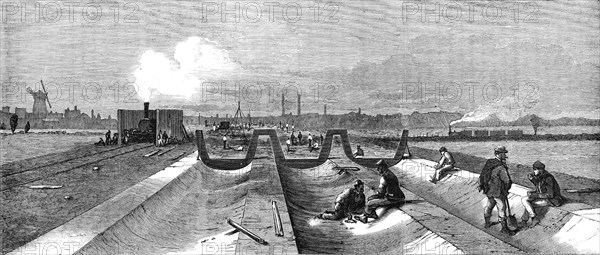 London Main Drainage: Concrete foundation for the northern outfall tunnels, 1861. Creator: Unknown.