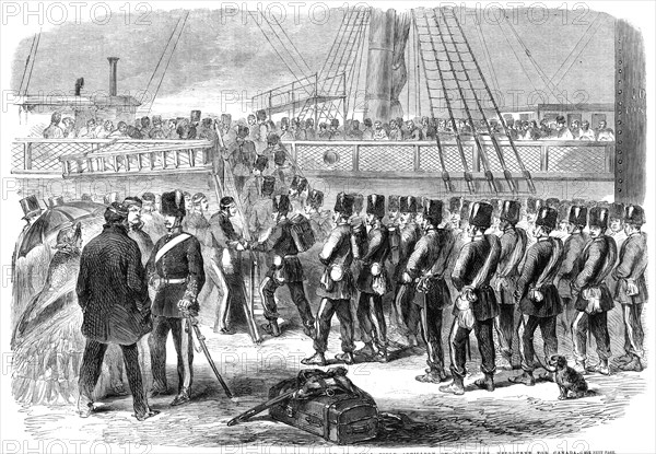 Embarkation at Woolwich, yesterday week, of the E Battery Fourth Brigade of Royal Field..., 1861. Creator: Unknown.