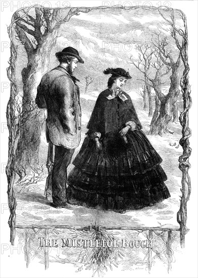 The Mistletoe Bough - drawn by J. Gilbert, 1861. Creator: Mason Jackson.