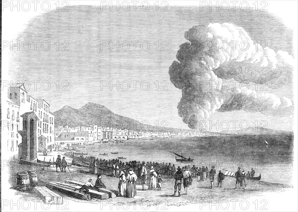 Eruption of Mount Vesuvius near the foot of the hill, between Resina and the Torre de..., 1861. Creator: Unknown.