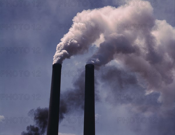 Smoke stacks, 1942. Creator: Alfred T Palmer.