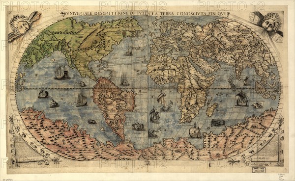 Vniversale descrittione di tvtta la terra conoscivta fin qvi, 1565. Creators: Paolo Forlani, Ferrando Bertelli.